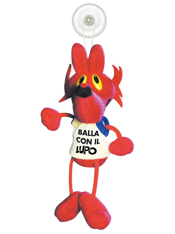 Peluche Lupo Alberto con ventosa - Rosso