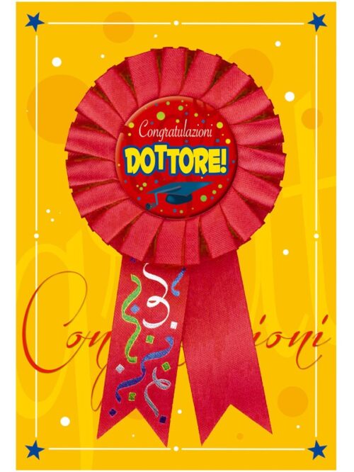 Biglietto con coccarda - Laureato "Congratulazioni dottore"
