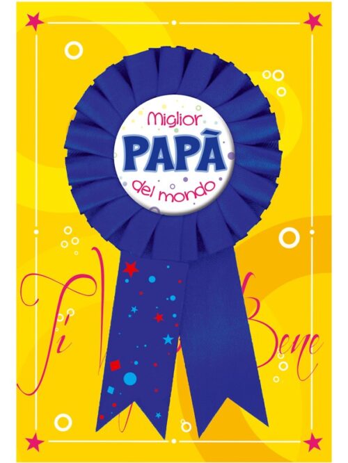 Biglietto con coccarda - "Miglior papà del mondo"