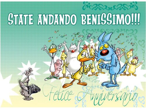 Biglietto di auguri Lupo Alberto anniversario - "Fermi così"
