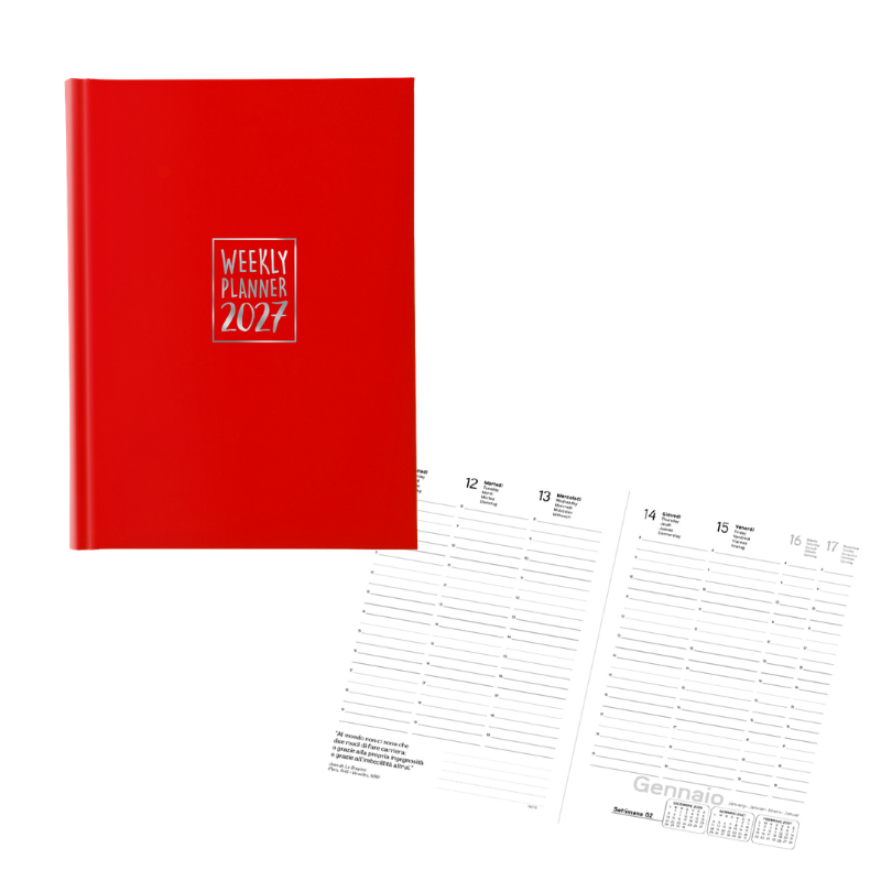 Agenda settimanale "Un Giorno tira l'altro" 2027 rossa